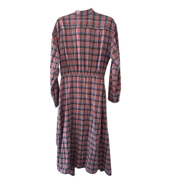 XiRENA Plaid Button-Front Midi Dress With Waist Tie In Pink & Blue Size L - Picture 8 of 8